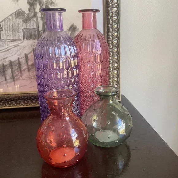 Y2K Pink Hobnail Milk Bottle Vase - Picture 2 of 5